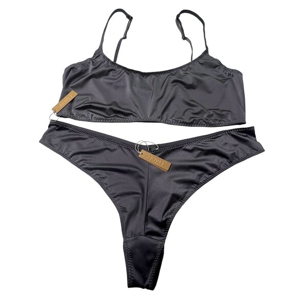 SKIMS Stretch Satin Scoop Neck Bralette + Cheeky Tanga Armor 4X - Picture 1 of 16
